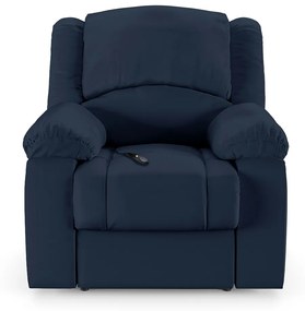 Poltrona do Papai Reclinável Sala de Cinema Madrid Controle Power Elétrico USB PU Azul  G23