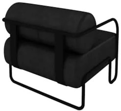 Poltrona Decorativa para Sala Industrial Kit 2 Kira Z08 Sintético Pret