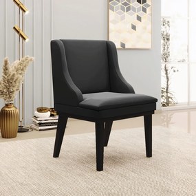 Kit 4 Cadeiras Decorativas Sala de Jantar Base Fixa de Madeira Firenze Veludo Preto G19 - Gran Belo