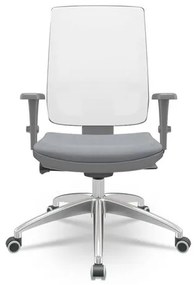 Cadeira Brizza Diretor Grafite Tela Branca com Assento Vinil Cinza Base Autocompensador Aluminio - 65797 Sun House