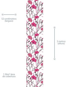 Papel de Parede Floral traçado rosa e amarelo