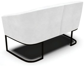 Sofá 2 Lugares Namoradeira Industrial Preto Stella Sintético PU D03 - D'Rossi - Branco