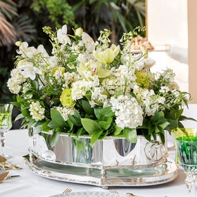 Centro de Mesa Classic Grande com Cordão Croisé e Présentoir em Espelho St James - Prata  Prata