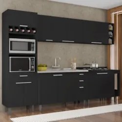 Armário de Cozinha CP07 Com Pia 120cm Pérola Z34 Preto      - Mpozenat