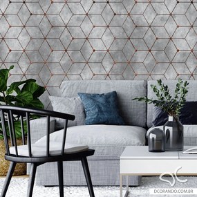 Papel de Parede Cubo Industrial Cimento Queimado Aço Corten