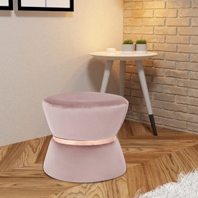 Kit 02 Puffs Decorativo Sala de Estar 45cm Dhaka Veludo Rosê G15 - Gran Belo