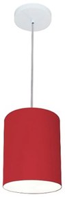 Lustre Pendente Cilíndrico Md-4012 Cúpula em Tecido 18x25cm Bordo - Bivolt