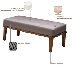 Puff Decorativo 100cm Martínez Linho Pés Madeira Bege/Natural G62 - Gran Belo