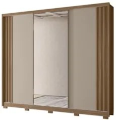 Guarda Roupa Casal 260cm 3 Portas Cali Carvalho/Fendi Z17 - Mpozena