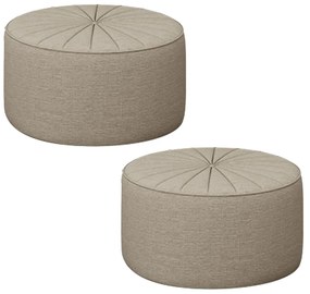 Kit 2 Puffs Decorativos Sala De Estar Round Linho Bege G45 - Gran Belo
