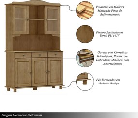 Cristaleira Madeira Maciça 5 Portas Garnet Freijó - G74 - Gran Belo