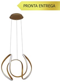 Pendente Onda Ø50X40Cm Led 36W 3000K Bivolt / Dourado |S&l Iluminação... (Dourado)