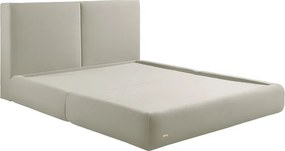 Cama com Cabeceira Elva Queen Base no Chão Veludo Luxo Off White G92 - Gran Belo