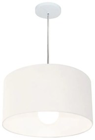 Lustre Pendente Cilíndrico Md-4202 Cúpula em Tecido 40x25cm Branco - Bivolt