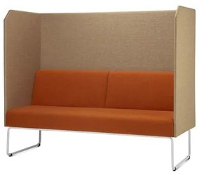 Sofa Privativo Pix com Divisoria Crepe Marrom Claro e Assento Crepe Laranja Base Aco Branco - 55088 Sun House