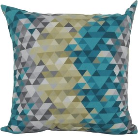 Capa almofada LYON Veludo estampado Triângulos Pavão 43x43cm