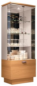 Cristaleira com Adega Decorativa Aura Cinamomo/Off White G26 - HB Móveis