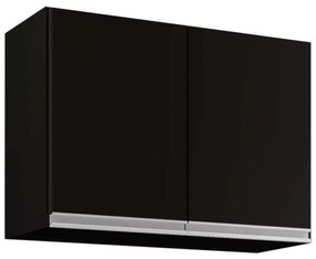 Armário Aéreo de Cozinha Lavanderia 02 Portas Eva 80 cm L06 - D'Rossi - Preto