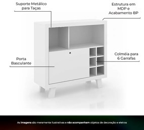 Adega Bar Grande para Sala de Estar Decorativa AD5002 MDP Branco G69 - Gran Belo