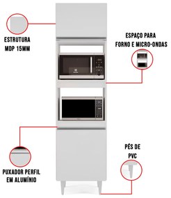 Paneleiro Torre Quente para Cozinha 02 Portas Ruth 56 cm L06 - D'Rossi - Branco