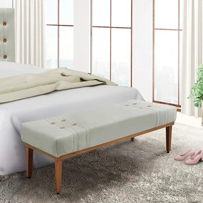Divã Recamier Banco Base Madeira para Quarto Gênova 160cm Veludo S04 - D'Rossi - Prata