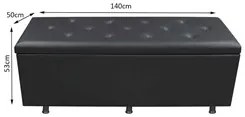 Calçadeira Baú Casal 140cm Estofada Liz S05 Sintético Preto - Mpozenat