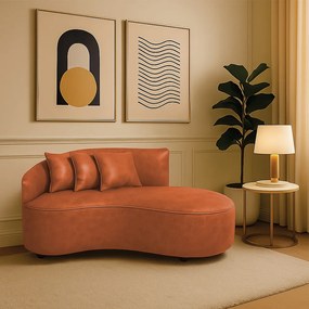 Sofá 2 Lugares Orgânico 140 cm Morgan Sintético PU D03 - D'Rossi  - Nozes