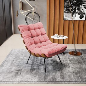 Poltrona Costela Suede Base Metálica Preto M11 - D'Rossi - Rose