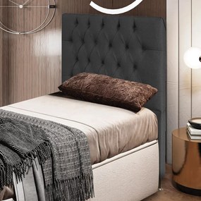 Cabeceira Diamante Para Cama Box Solteiro 90 cm Linho - D'Rossi - Grafite