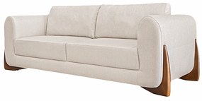 Sofá Decorativo 2 Lugares 160cm Pés em Madeira Buzz Linho Pérola G63 - Gran Belo