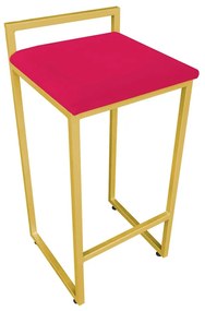 Banqueta Alta Lavinia Suede Base Dourado - Vermelho