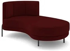 Chaise Longue Divã 164cm Braço Esquerdo Logus D06 Veludo Vermelho - Mp