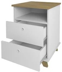 Mesa Escrivaninha em L Sharp e Gaveteiro 2 Gavetas May A06 Olmo/Branco