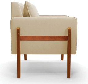 Poltrona Lana Suede Base de Madeira - D'Rossi - Bege