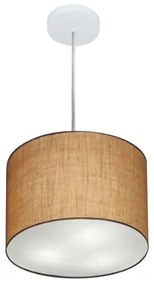 Lustre Pendente Cilíndrico Md-4210 Cúpula em Tecido 30x25cm Palha - Bivolt