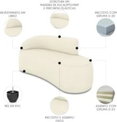 Sofá 3 Lugares 180cm Wendi e Poltrona Steve Linho Bege I01  - Mpozenat