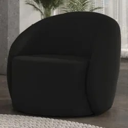 Poltrona Sala Giratória Redonda 91cm Steve Suede Preto  I01  - Mpozena
