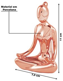 Escultura Decorativa de Yoga em Porcelana 1 Rose G39 - Gran Belo