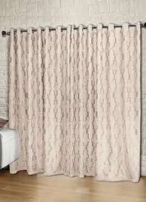 Cortina Bordada com Forro Bege 300x230 cm