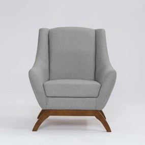 Poltrona Decorativa Mildred D07 Pés Madeira Linho Mescla Elefante - D'Rossi