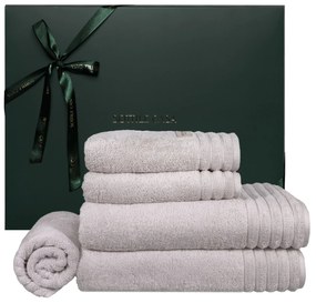 Kit Toalhas de Banho 05 Pçs Trussardi 100% Algodão Imperiale c/ Caixa de Presente Natal - Gelo  Gelo
