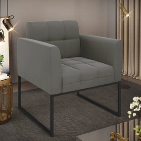 Poltrona Elisa Suede Base Metálica Industrial Preto D03 - D'Rossi - Grafite