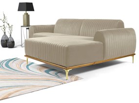 Sofá 3 Lugares Lisboa D07 com Chaise Direita 230cm Veludo Creme - D'Rossi