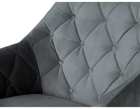 Kit 2 Poltronas Atena Decorativa Botonê Pés Palito Veludo Cinza