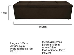 Calçadeira Munique 160 cm Queen Size Corano Marrom - ADJ Decor