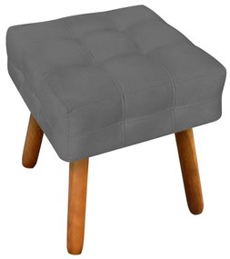 Puff Banqueta Decorativo Pé Palito de Madeira Elisa Suede Grafite D03 - D'Rossi