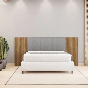 Cabeceira Casal Queen Cama Box 268cm Ripado Selma Brisa/Linho Cinza V01 - D'Rossi