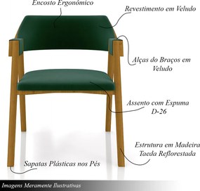 Kit 5 Cadeiras Sala de Jantar e Jogos Carteados Madeira Maciça Poker Veludo Verde/Mel G42 - Gran Belo