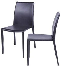 Kit com 2 Cadeiras Bali Estofada Marrom em Couro Ecologico - 64764 Sun House