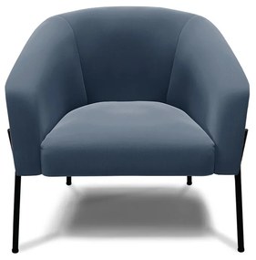 Poltrona Decorativa Pé de Ferro Preto Stella Suede Azul Marinho D03 - D'Rossi
